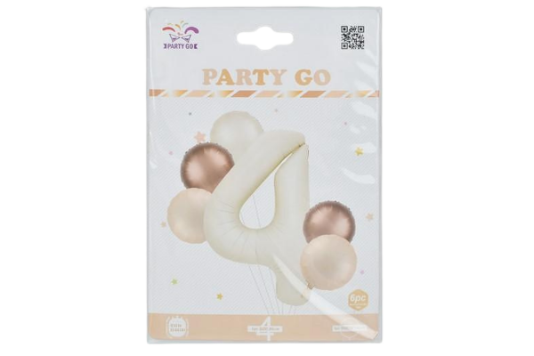 partygo сет фолиеви балони с цифра 4, размер 80 см, цвят

бежово