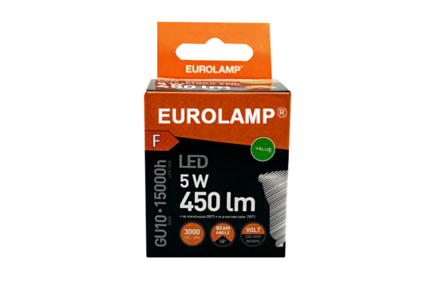 eurolamp led крушка свещ e14 c37 5w 380lm 3000k топло бяло