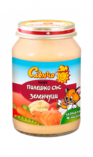 Пюре Слънчо Пилешко Със Зеленчуци - 190гр.