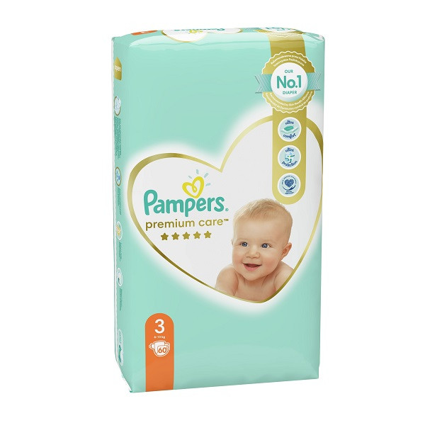 Бебешки пелени Pampers Premium Care 3 - 60 бр.