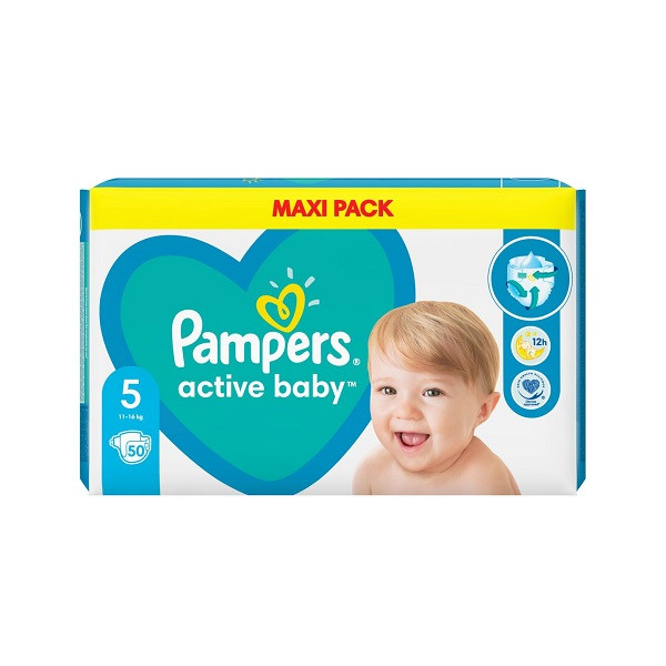 Бебешки Пелени Pampers Active Baby №5 11-16кг. - 50 бр.