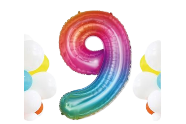 partygo фолиев балон с цифра 9, размер 40 см,

многоцветен