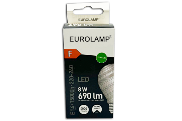 eurolamp led крушка e14 g45 8w 690lm 4000k неутрално бяло