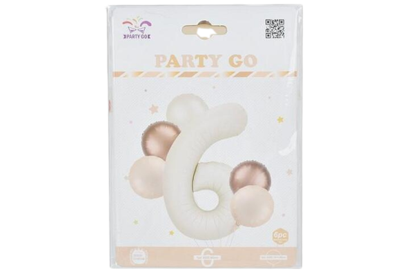 partygo сет фолиеви балони с цифра 6, размер 80 см, цвят

бежово
