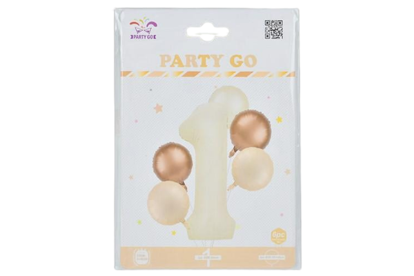 partygo сет фолиеви балони с цифра 1, размер 80 см, цвят

бежово