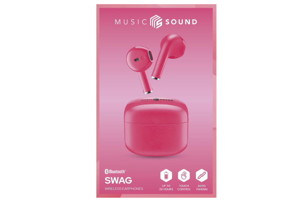 bluetooth слушалки music sound swag tws розови