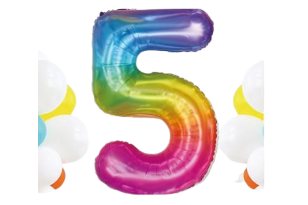 partygo фолиев балон с цифра 5, размер 40 см,

многоцветен
