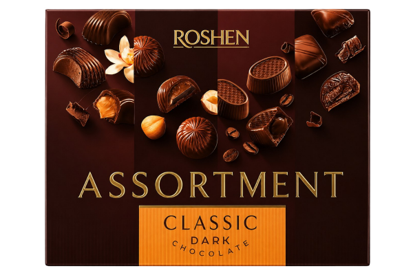 шок.бонбони assortment черен шоколад roshen 148гр