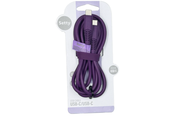setty кабел usb-c - usb-c 1.5m, 2.1 лилав