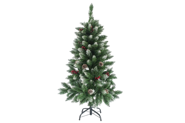 eurlamp декоративна коледна елха с червени боровинки 150см