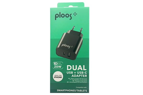 pl зарядно 220 power delivery usb + usb-c 20w черно
