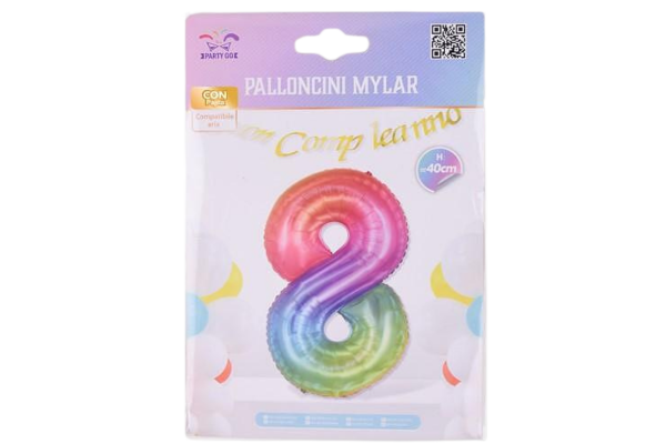 partygo фолиев балон с цифра 8, размер 40 см,

многоцветен