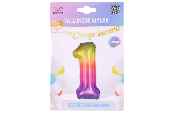 partygo фолиев балон с цифра 1, размер 40 см,

многоцветен