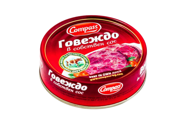говеждо месо в собствен сос компас 180 гр