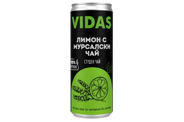 студен чай vidas лимон с мурсалски чай 250мл. кен