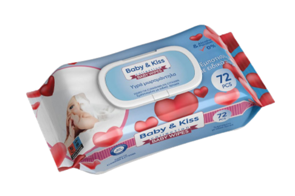 мокри кърпи baby kiss сърце 72бр/пак