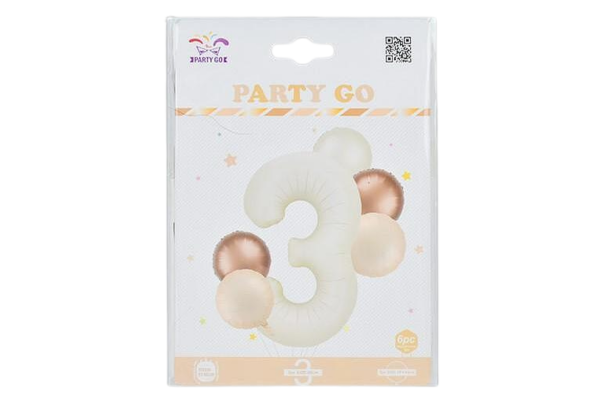 partygo сет фолиеви балони с цифра 3, размер 80 см, цвят

бежово
