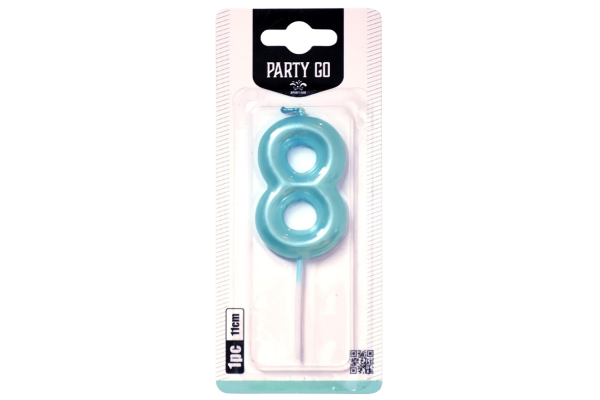 partygo свещичка цифра 8 синя 6см.
