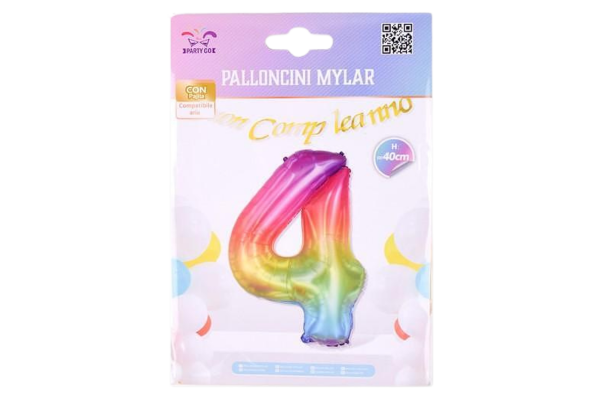 partygo фолиев балон с цифра 4, размер 40см,

многоцветен