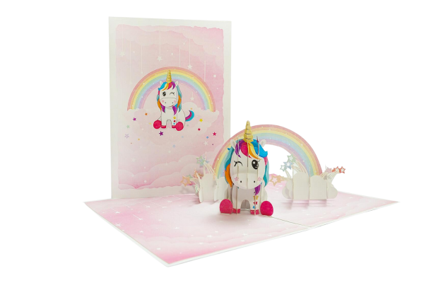 kiriori pop up/3d поздравителна картичка еднорог