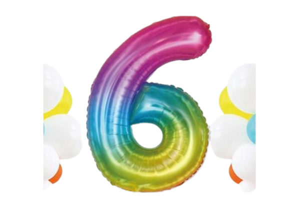 partygo фолиев балон с цифра 6, размер 40 см,

многоцветен