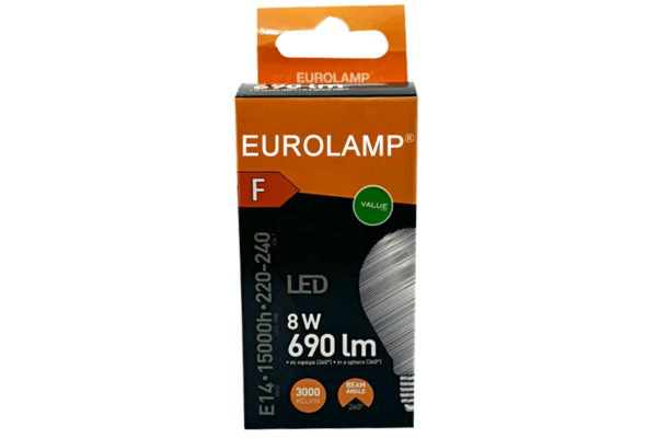 eurolamp led крушка е27 g45 8w 690lm 3000k топло бяло