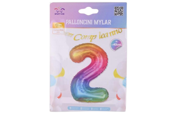 partygo фолиев балон с цифра 2, размер 40 см,

многоцветен