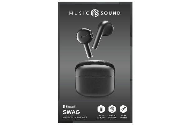 bluetooth слушалки music sound swag tws черни