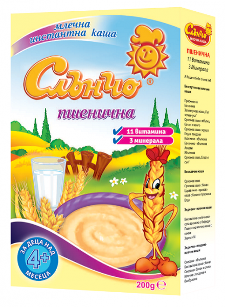пшенично-млечна каша слънчо - 200 гр.