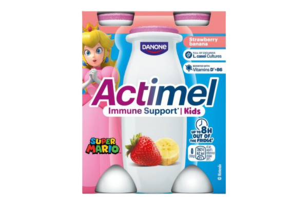 млечна напитка актимел ягода и банан 4х100мл