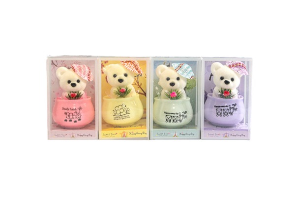 икебана в кутия с мече 12/7см