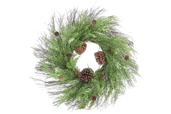 eurolamp декоративен венец с шишарки зелен 71см