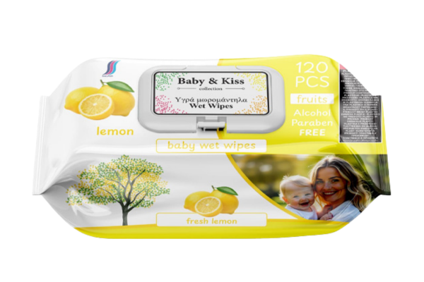 мокри кърпи baby kiss fruits лимон 120бр/пак 