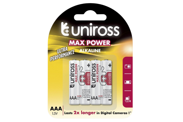 алкални батерии uniross aaa max power блистер 4бр