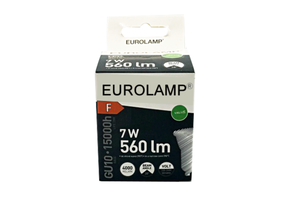 eurolamp led крушка gu10 7w 560lm 38 4000k неутрално бяло