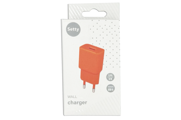 setty зарядно 220v usb 2.4a оранжево