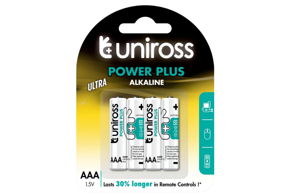 алкални батерии uniross aaa power plus блистер 4бр