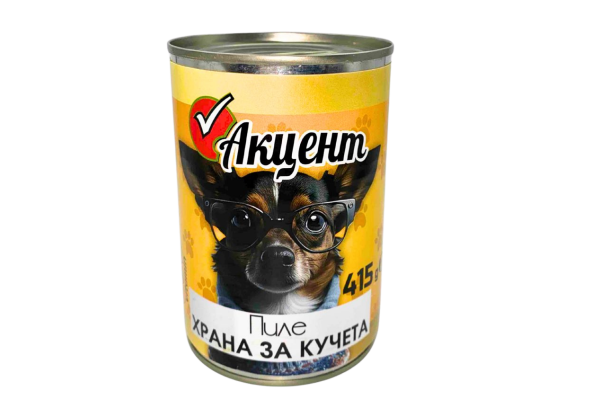 храна за кучета акцент пилешко 415гр