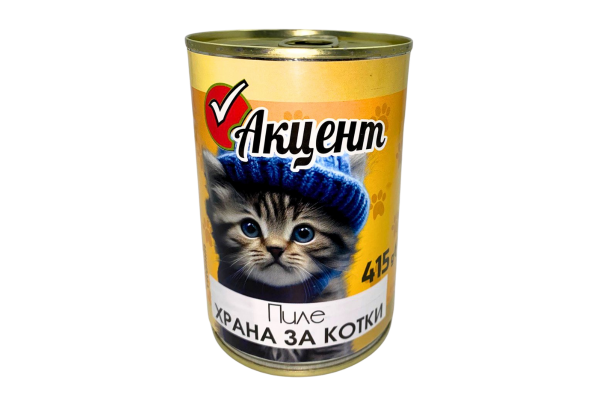 храна за котки акцент пилешко 415гр