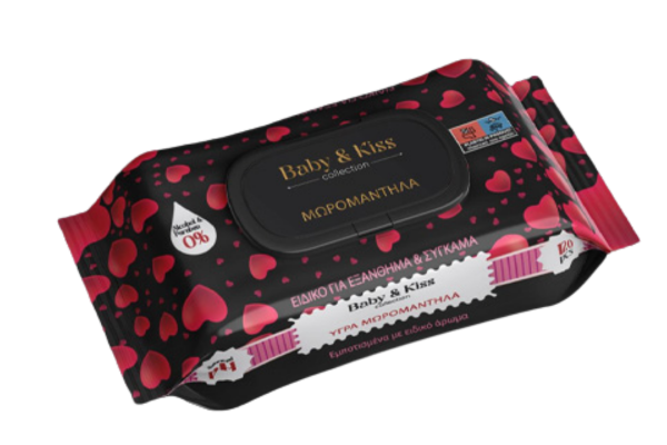 мокри кърпи baby kiss сърце 120бр/пак