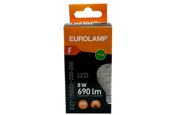 eurolamp led крушка e14 g45 8w 690lm 3000k топло бяло