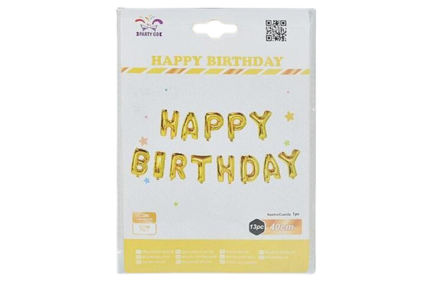 partygo златна комбинация от букви happy birthday