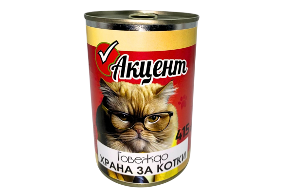 храна за котки акцент говеждо 415гр