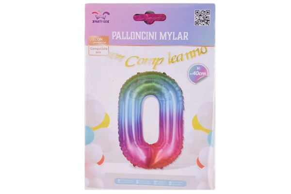 partygo фолиев балон с цифра 0, размер 40 см,

многоцветен