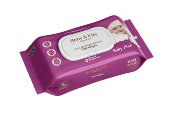 мокри кърпи baby kiss pink collection 100бр/пак