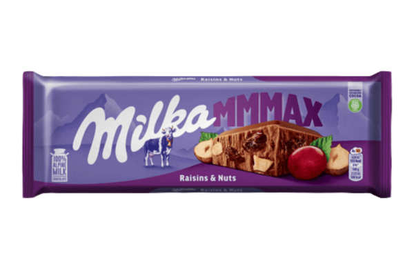 шоколад милка лешници и стафиди 270гр