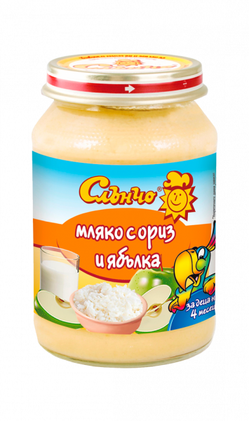 Пюре Слънчо Мляко с Ориз и Ябълка - 190гр.
