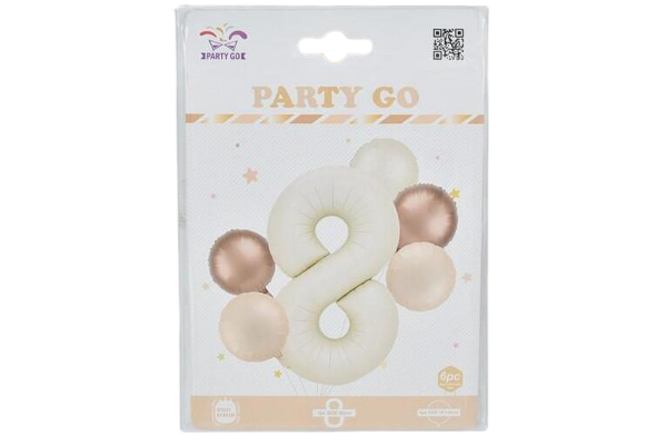 partygo сет фолиеви балони с цифра 8, размер 80 см, цвят

бежово