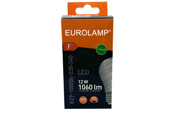 eurolamp led крушка e27 a60 12w 1060lm  3000k топло бяло