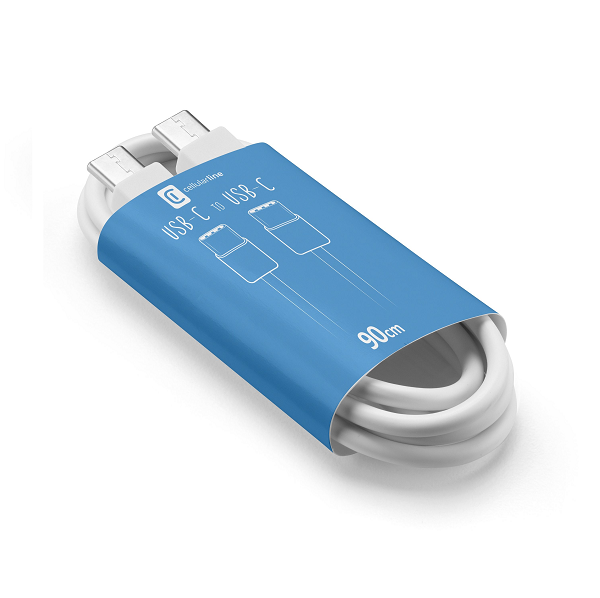 та кабел usb-c към usb-c 90cm бял